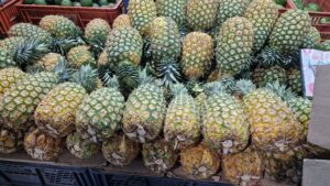 Fresh pineapples at the Mayorista de Medellín market.